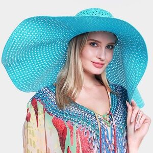 Vibrant Blue Wide-Brim Hat